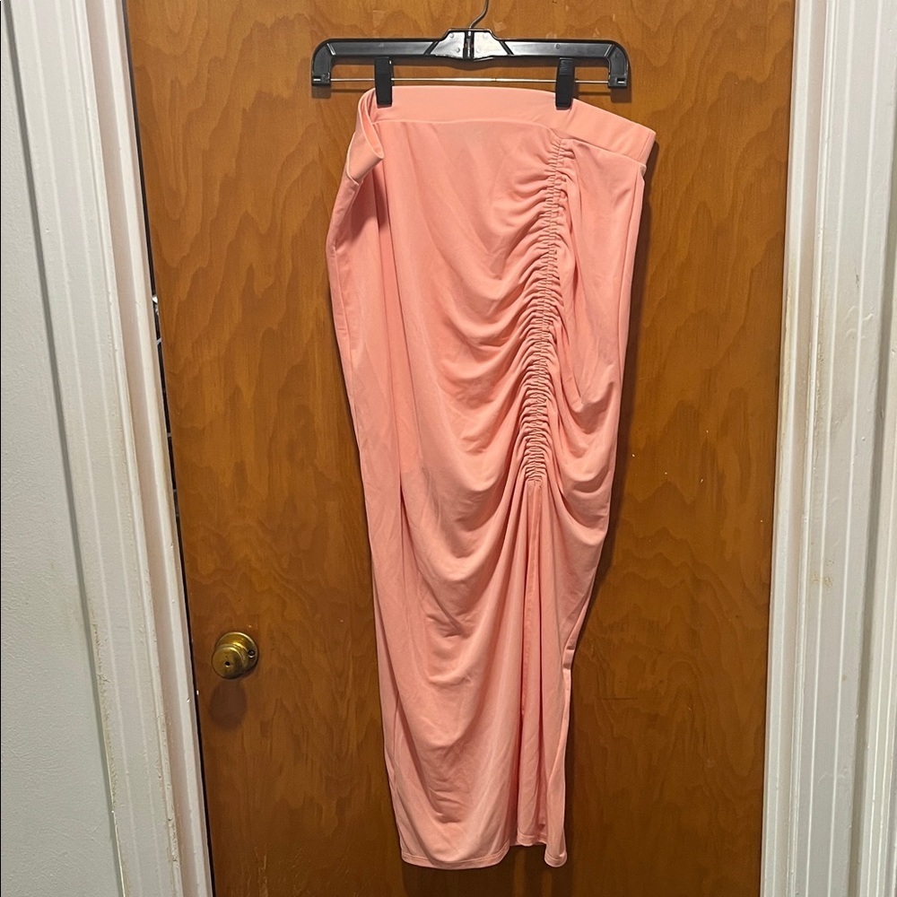 INC International Concepts Peach Ruched Pencil Skirt